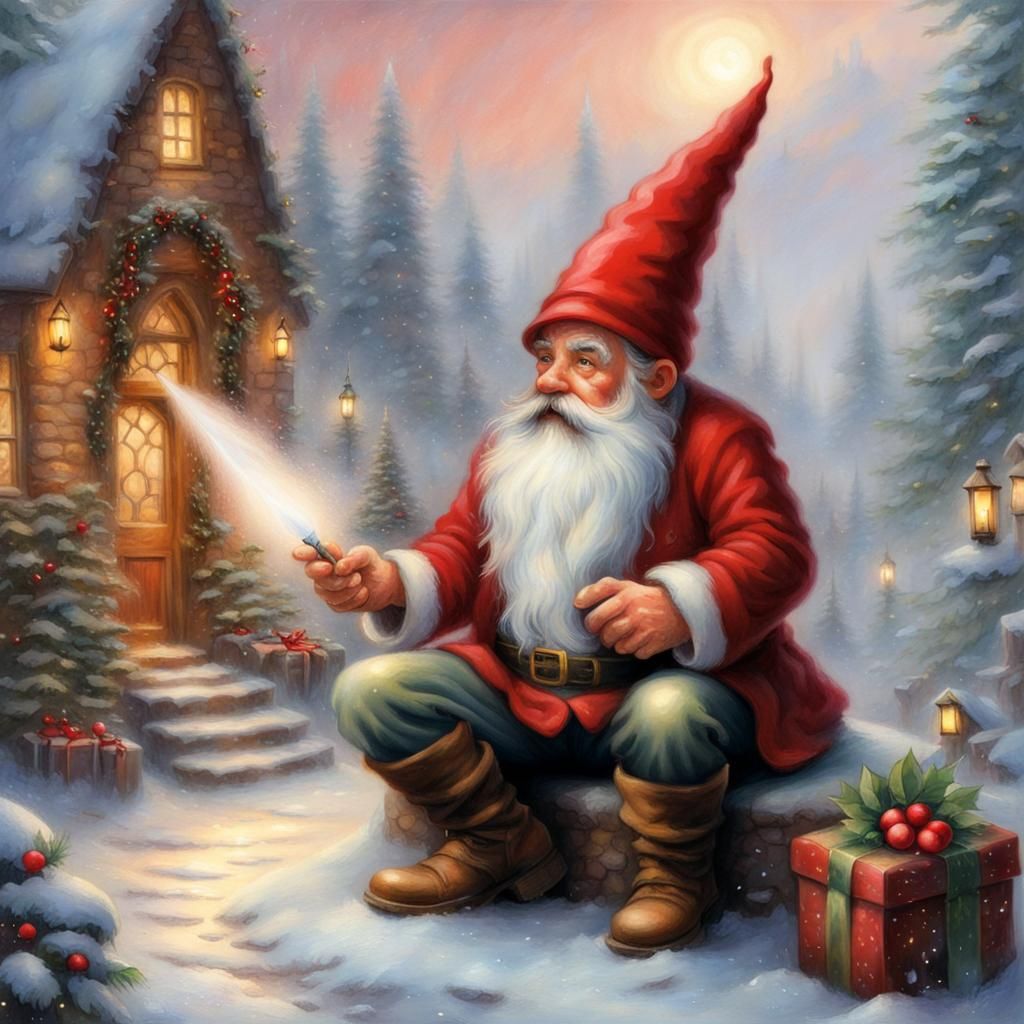 Christmas Gnome with Red Beard in Ethereal Fantasy