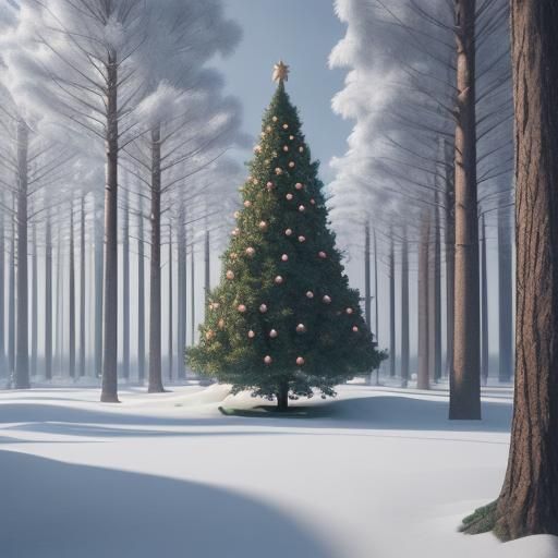 Christmas Tree Scene in Snowy Woods: 3D Animation