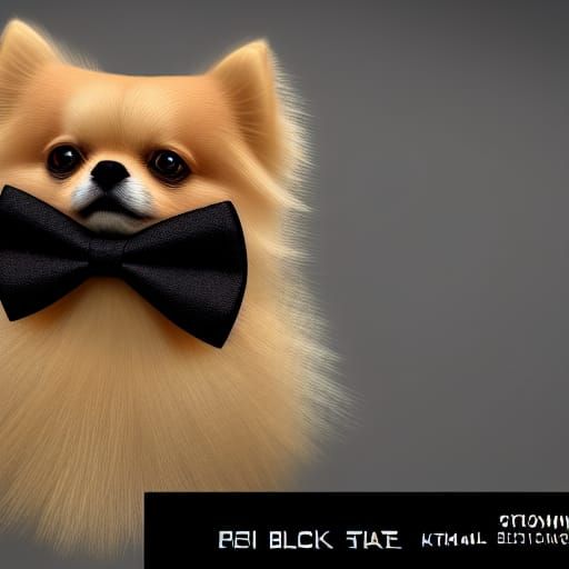 Stylish Pomeranian with Bowtie: Detailed Matte Painting