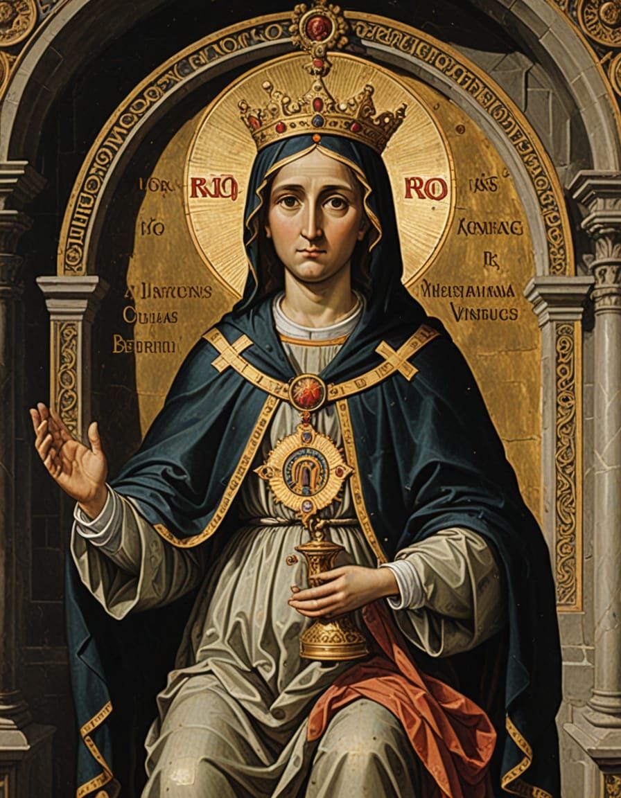 A Devotional Portrait of the Virgin Mary in Gothic Style