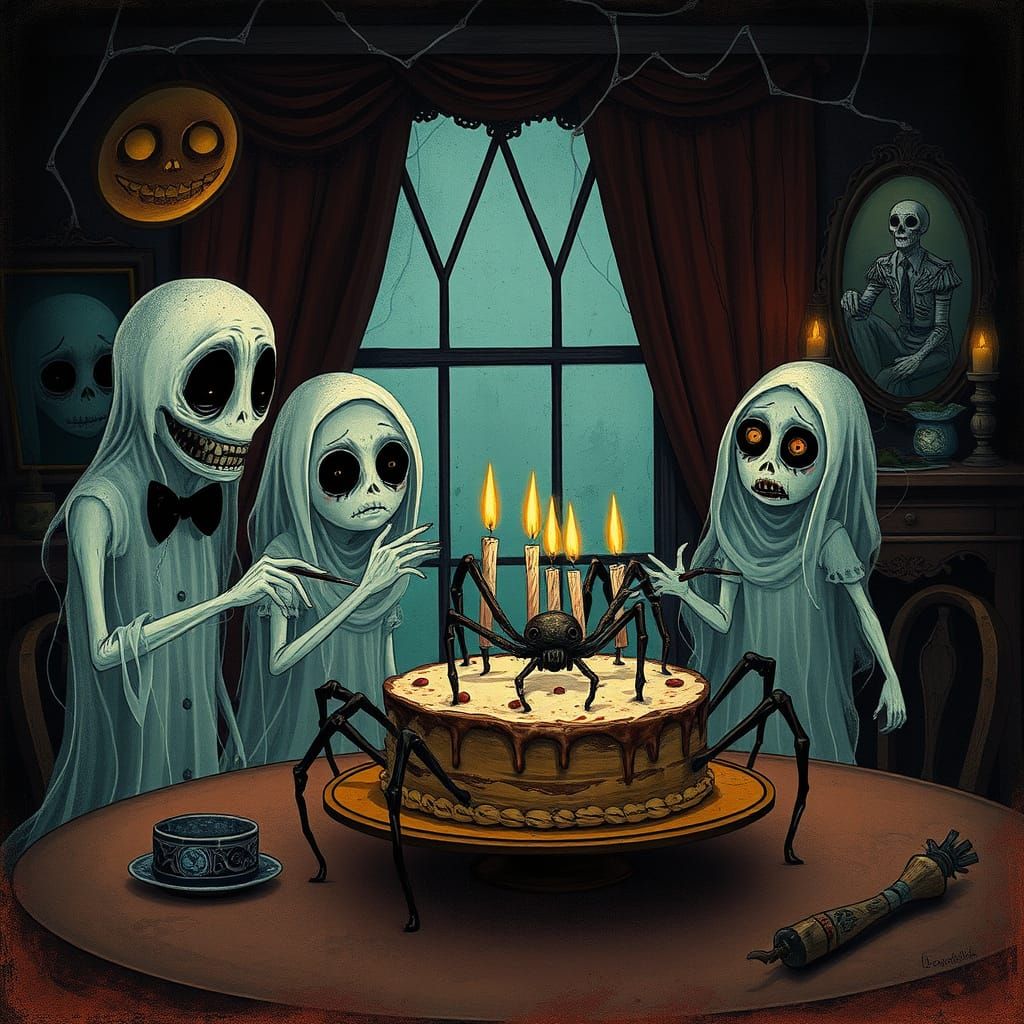Ghostly Family Birthday Party in Gloomcore Style