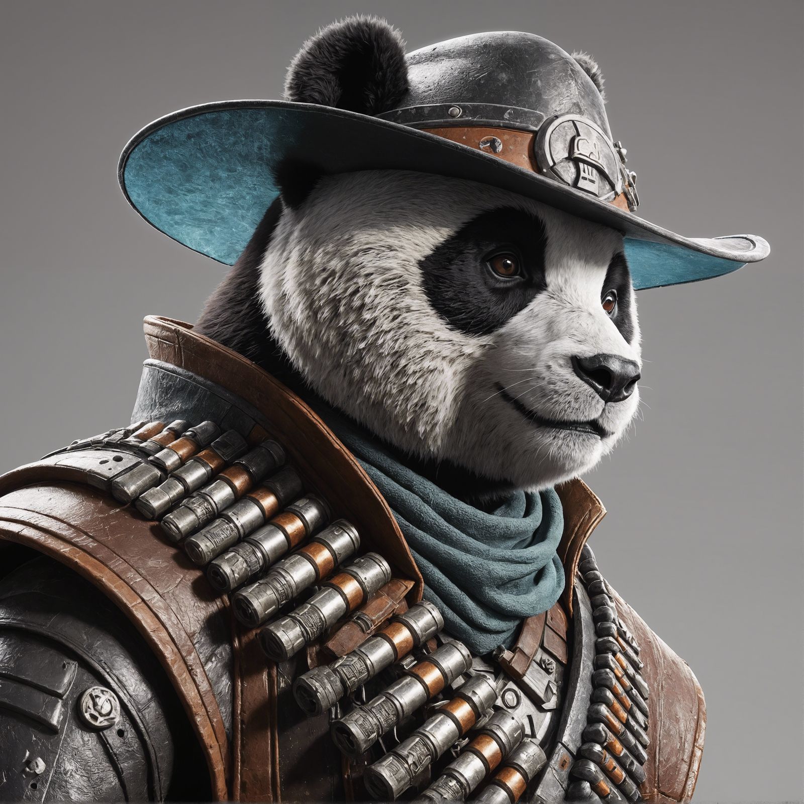 Panda Bounty Hunter in 3D Rendering Style