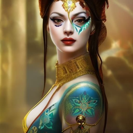 Neo-Victorian Tattooed Beauty with Zentangle Details