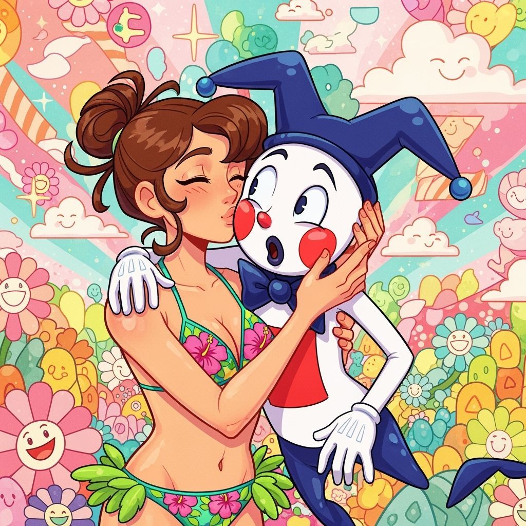 Delia Ketchum Kisses Mr. Mime in Superflat Style
