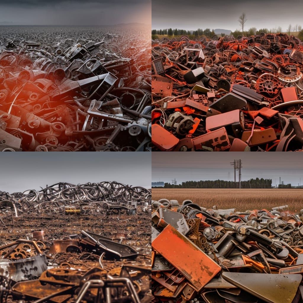 Apocalyptic Scrap Metal Field Landscape