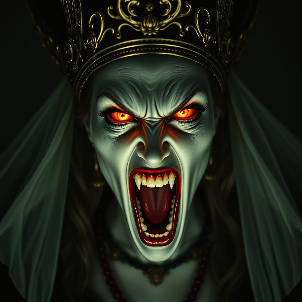 Fierce Vampire Queen Screams in Rage