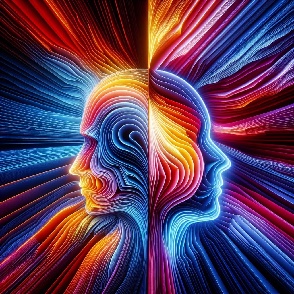 Vibrant 'Inside Out' Metaphor with Volumetric Lighting