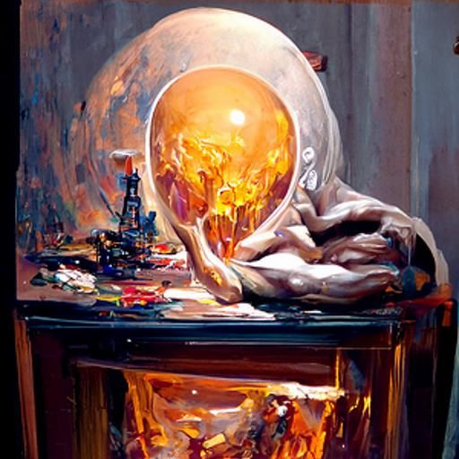 Figurative Oil Painting Conveying Thoughts