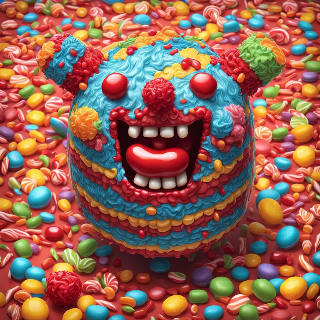 Candy Piñata in Hyperrealistic Digital Illustration