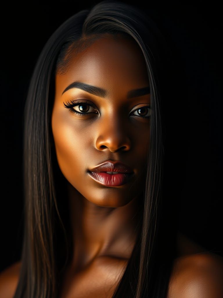 Sultry Afro-American Goddess with Smoky Eyes