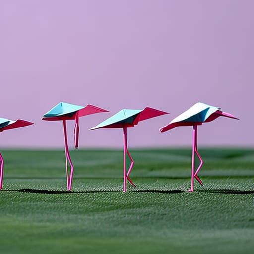 Elegant Origami Flamingos Digital Art