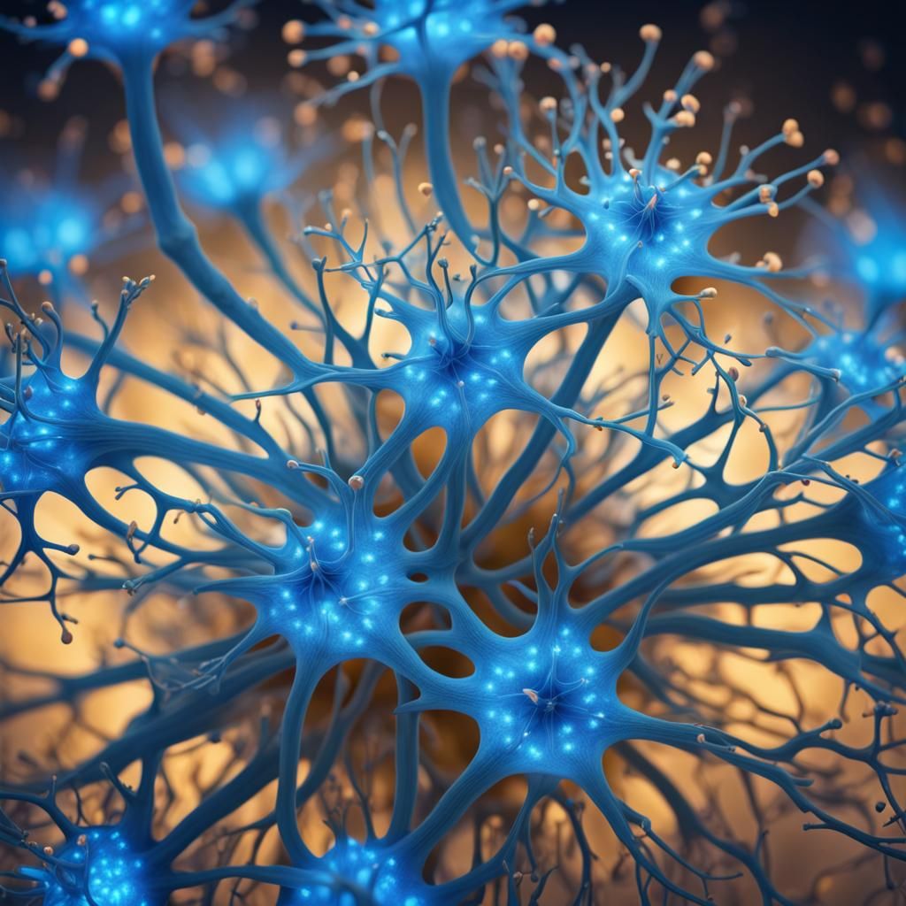 Glowing Blue Neuron Flower Pattern in 8K