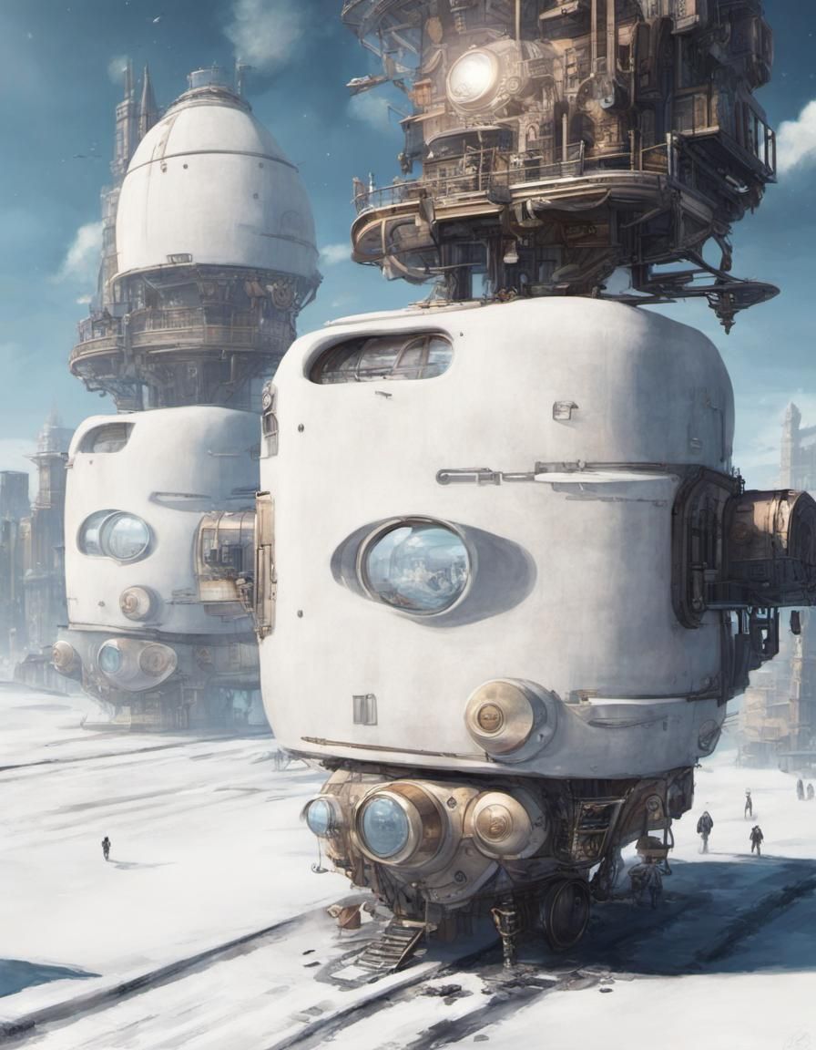 Steampunk City Street Scene in Digital Art Style