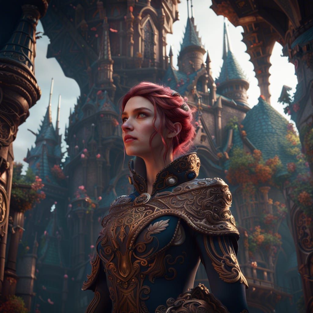 Detailed Matte Painting of a Girl Knight