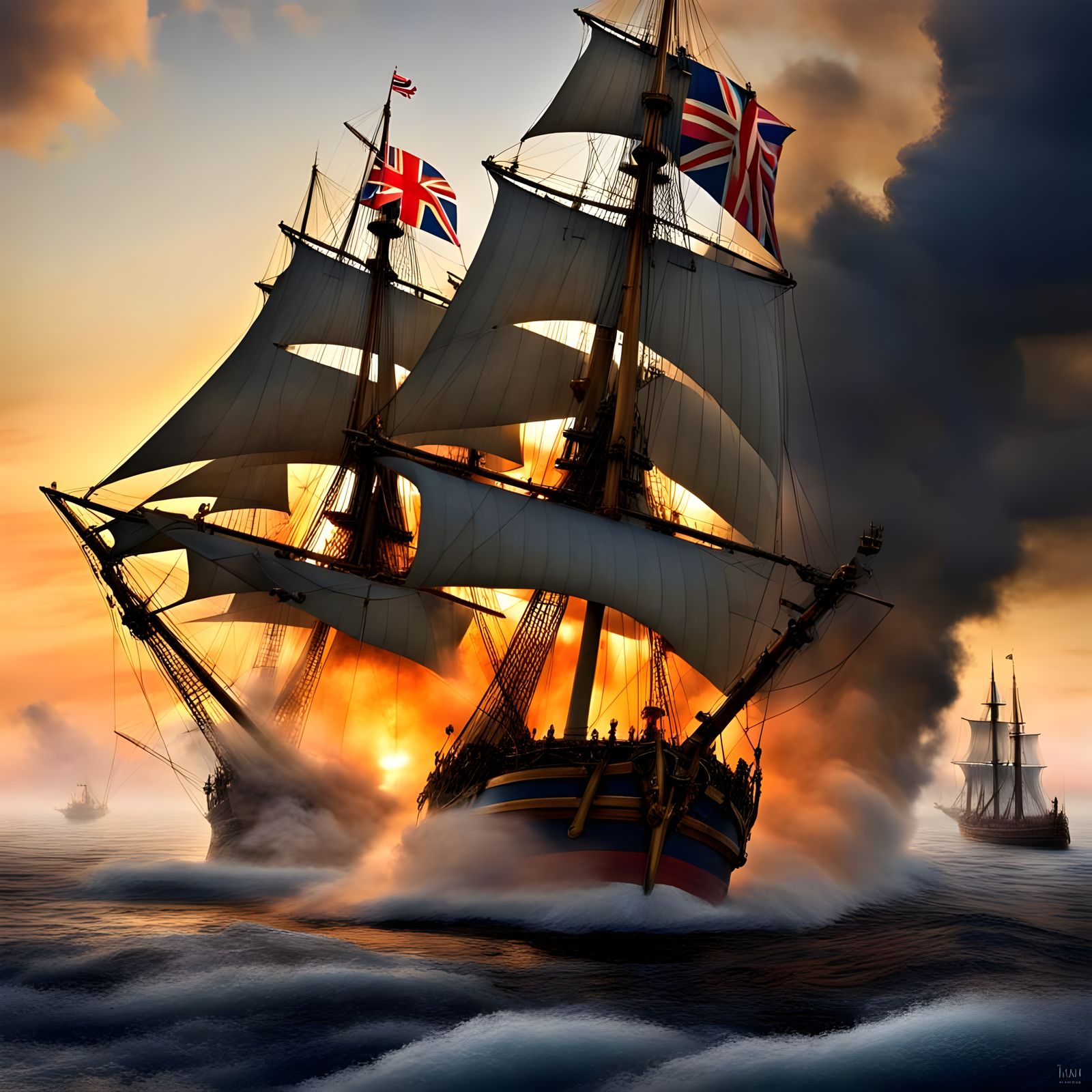 Tall Mast Ship Sinks in Flames on Lake Ontario