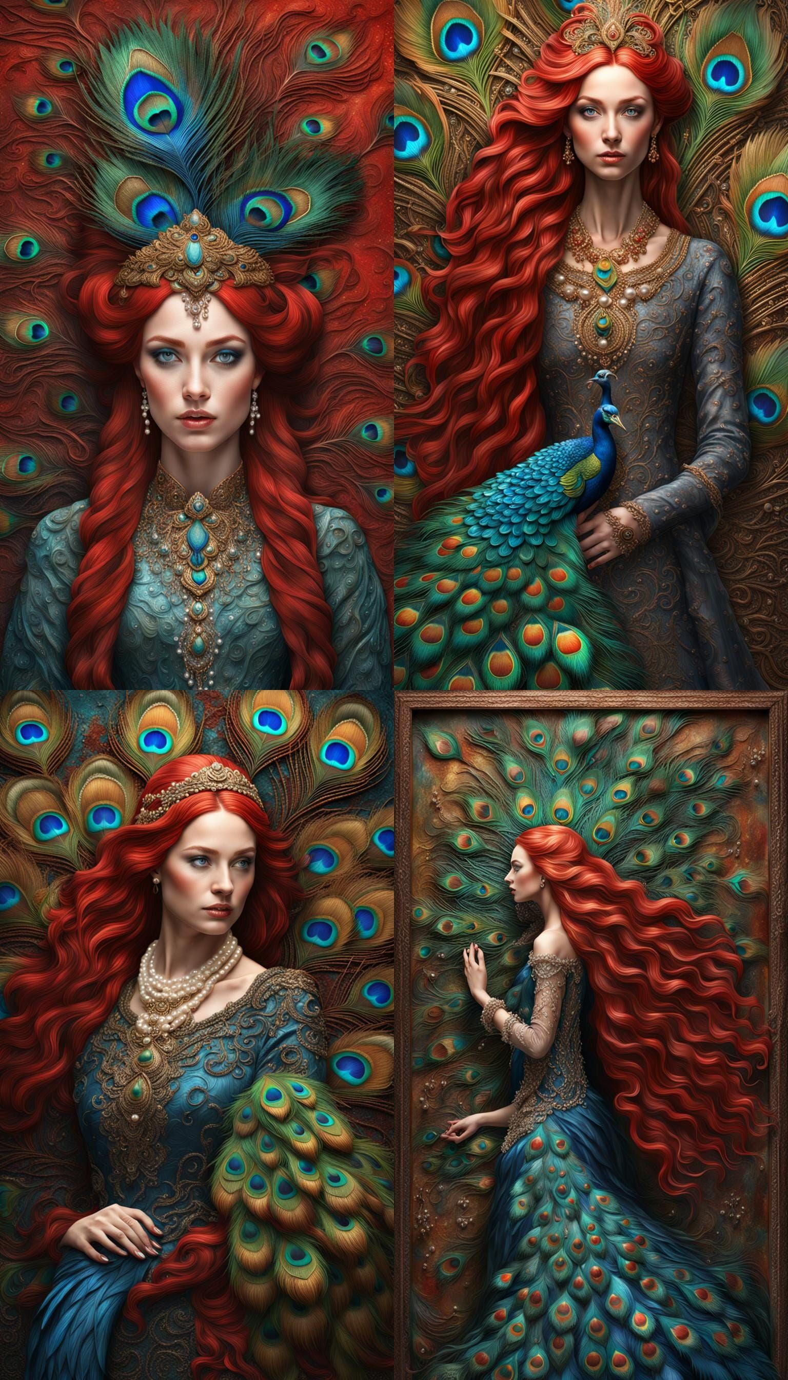 Red Haired Woman Portrait in 3D Bas Relief