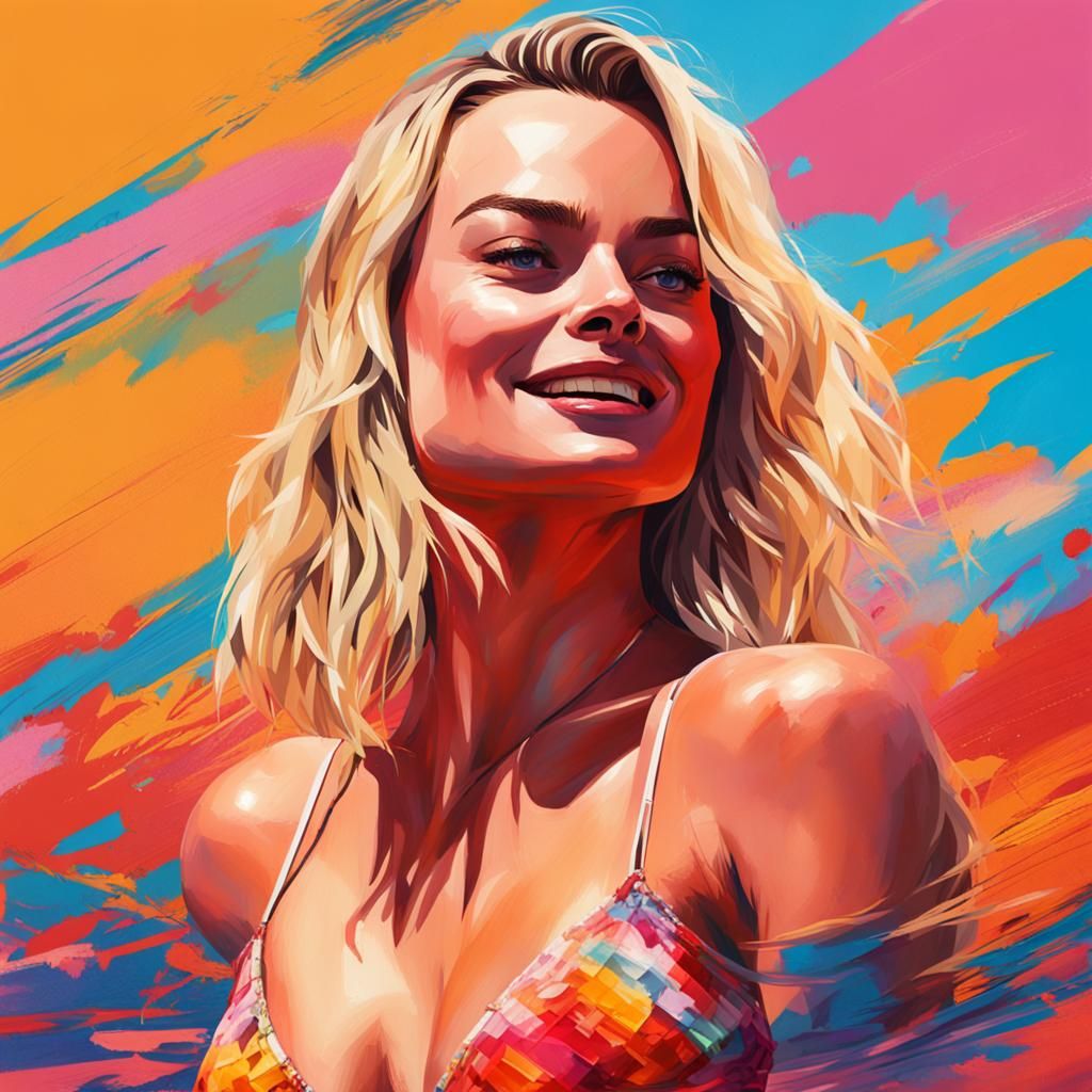 Flirty Woman in Bikini: Hyperrealistic Digital Art