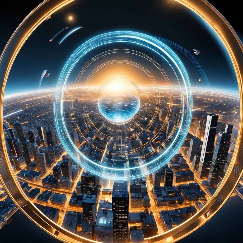 Futuristic Anti-Gravity Landscape with Geometric Aurora