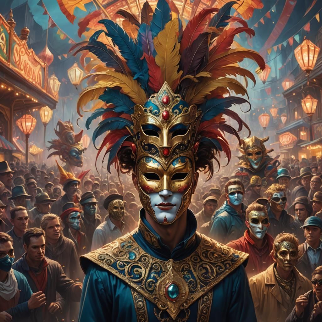 Mysterious Carnival Reveals True Nature in Digital Painting