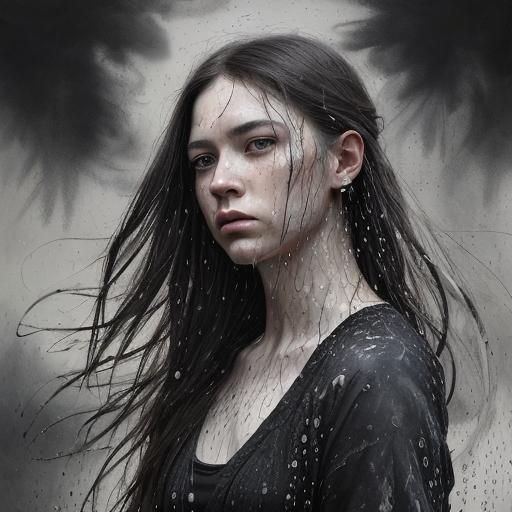 Ink Droplet Woman in Hyperrealistic Splash Art