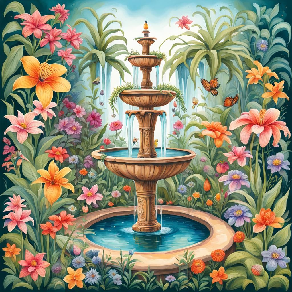 Secret Flower Garden with Fairy: Botanical Illustration