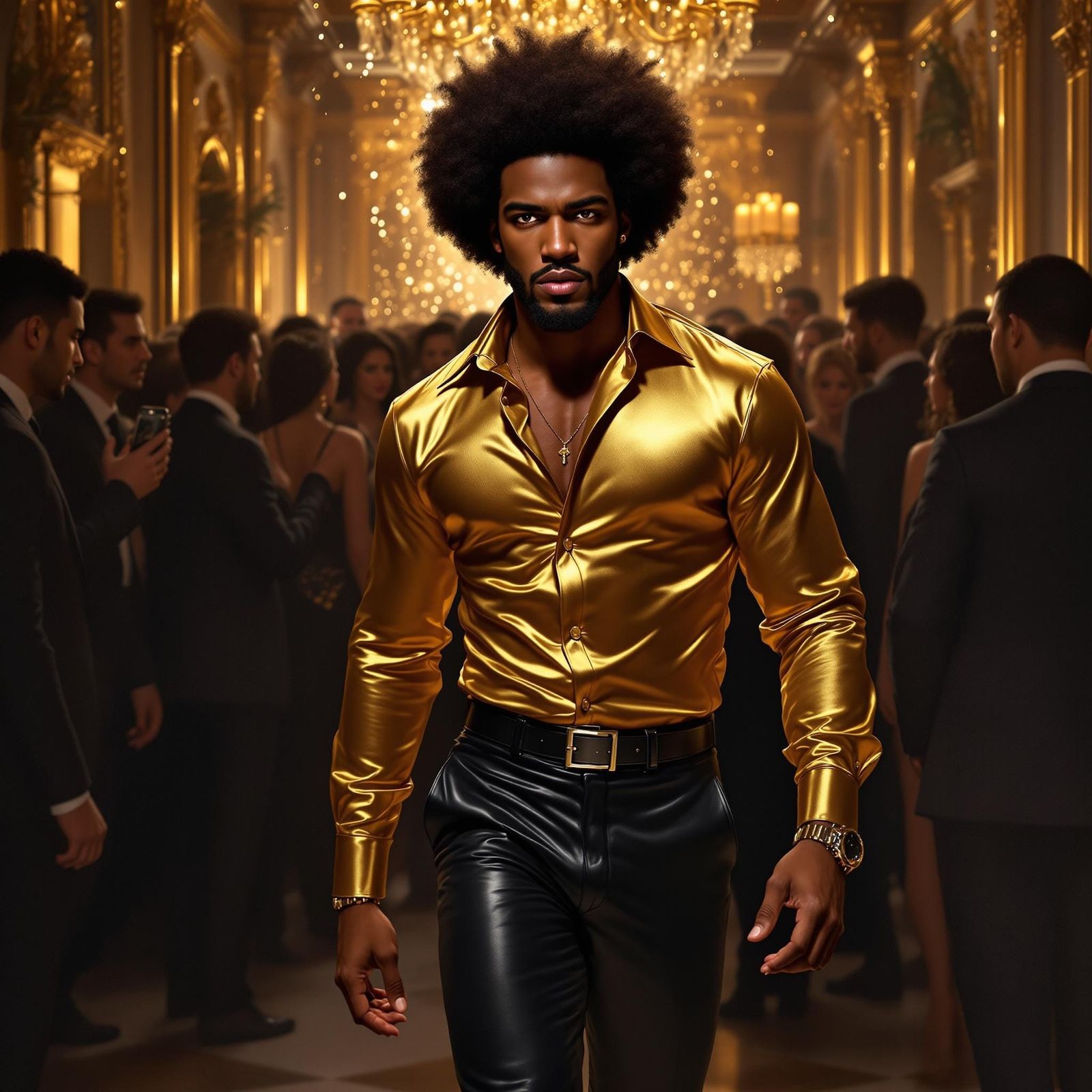 Chiseled Athlete Enters Lavish New Year's Eve Party