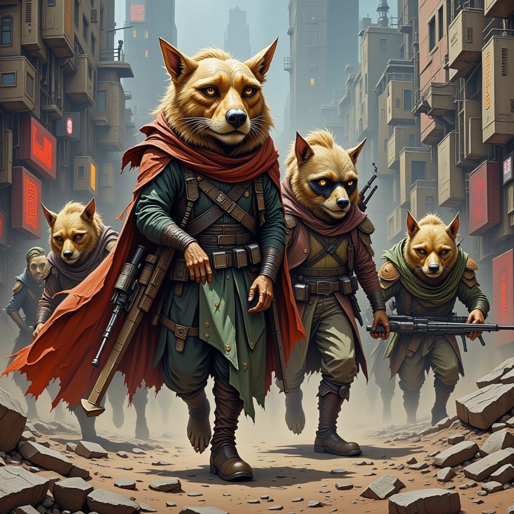 Sci-fi Warrior Evades Blaster Fire in Dramatic Escape