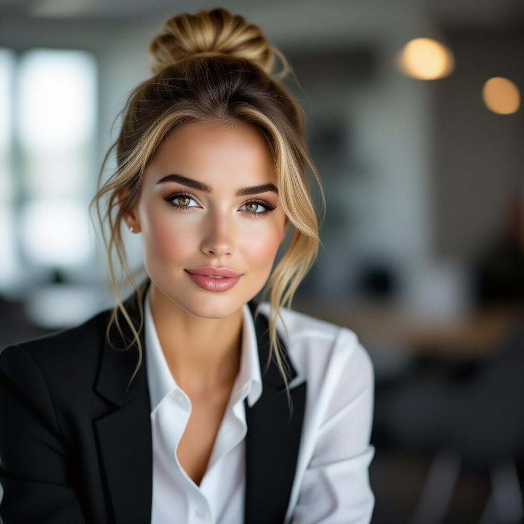 Elegant Portrait of a Young Woman in Office