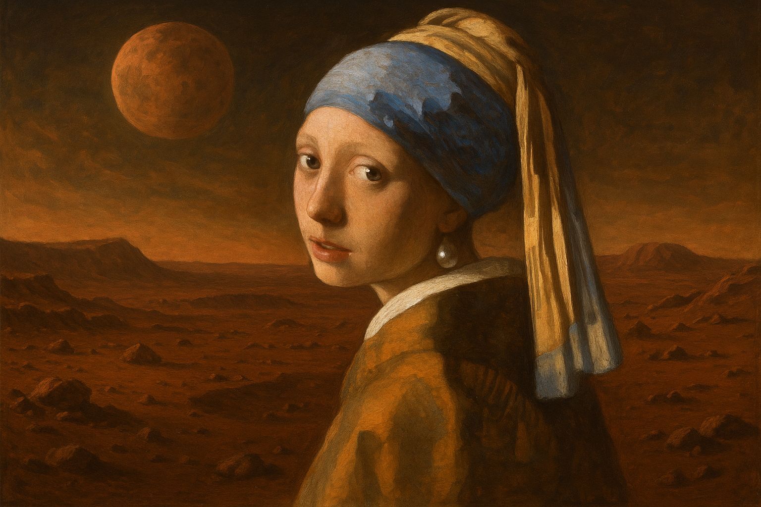 Girl with Pearl Earring on Mars, Vermeer Style