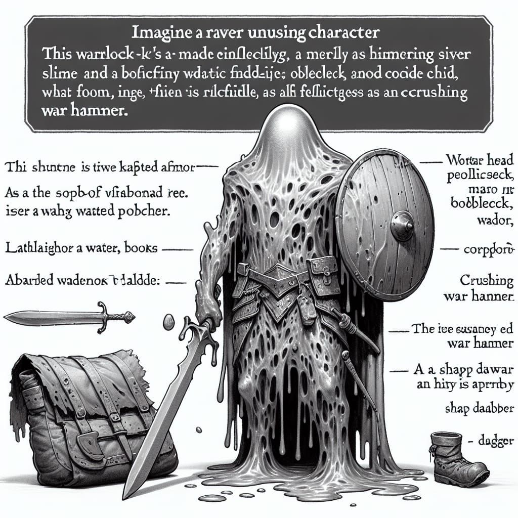 Silver Oobleck Slime Warlock with Hammer and Shield