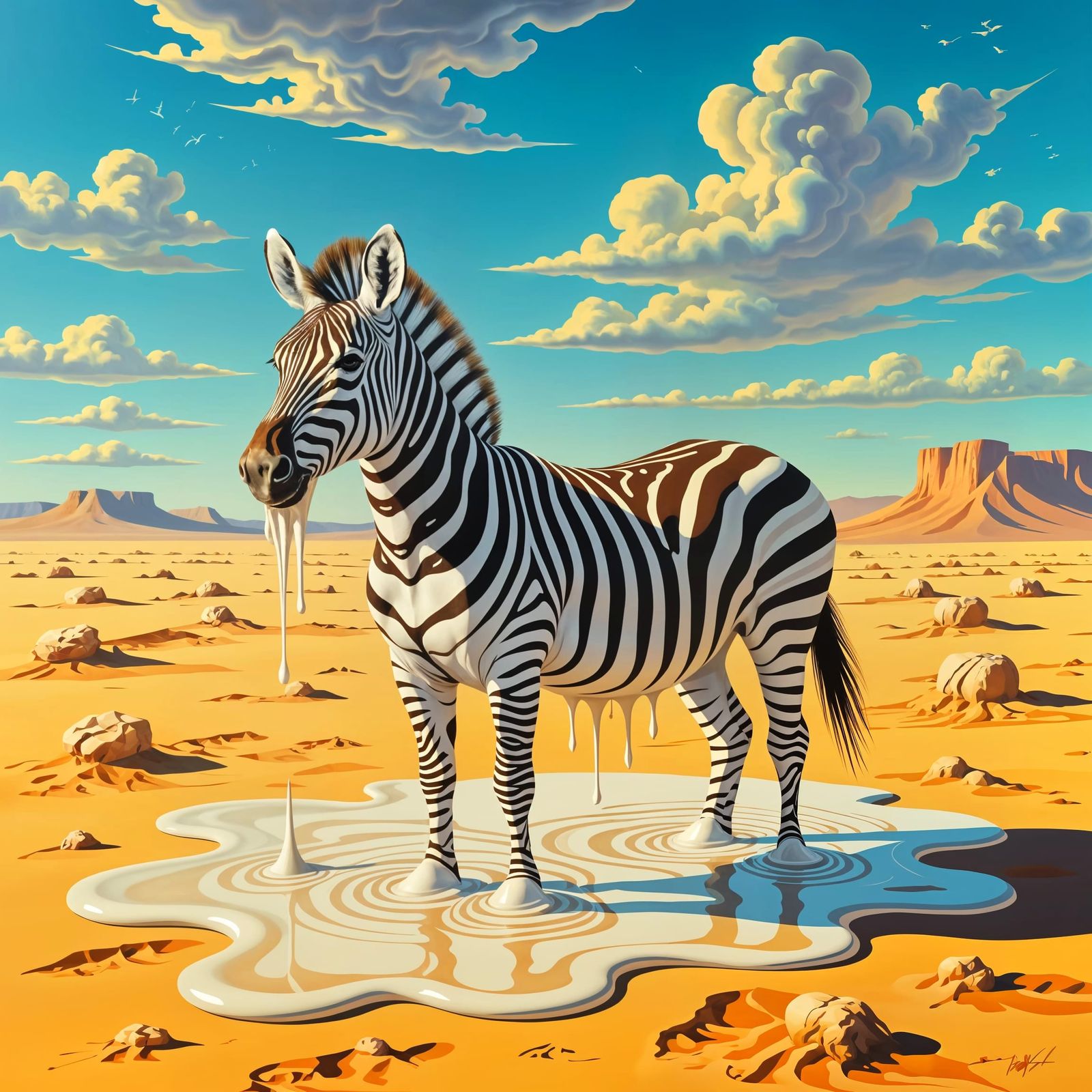 Hallucinatory Zebra Melts in Surreal Painting