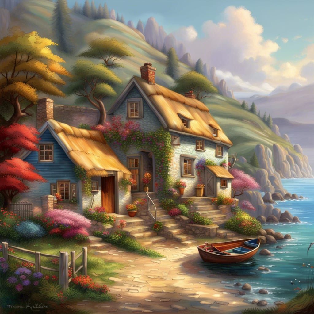 Magical Seaside Village in Photorealistic Style