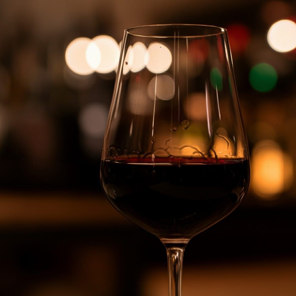 Burgundy Wine in Crystal Glass, Softly Lit