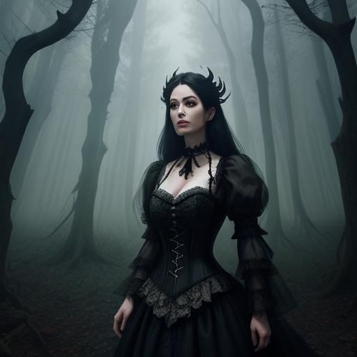 Evil Forest Witch in Haunted Forest: Digital Matte Painting