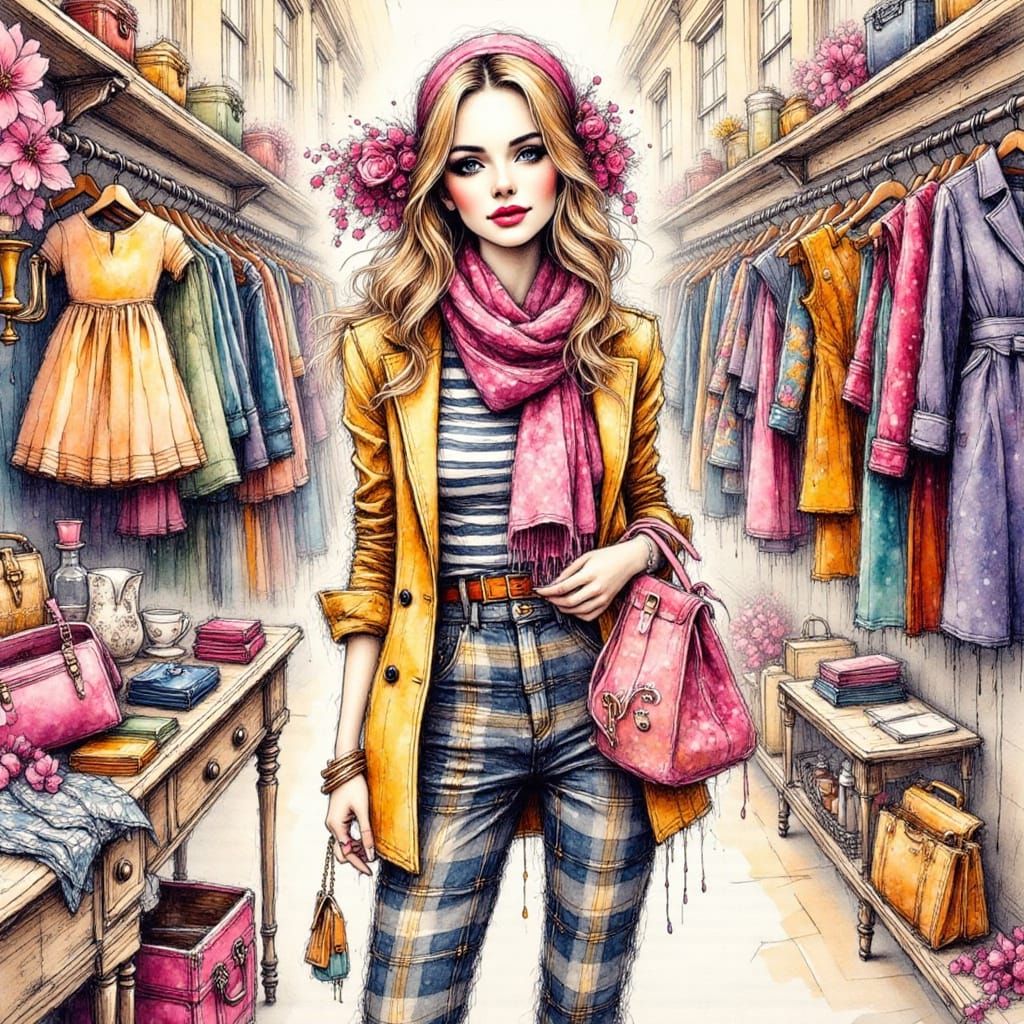 Dreamy Shopgirl in 90s Manhattan