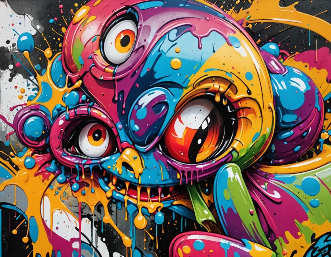 Colorful Graffiti Art in Splash Art Style