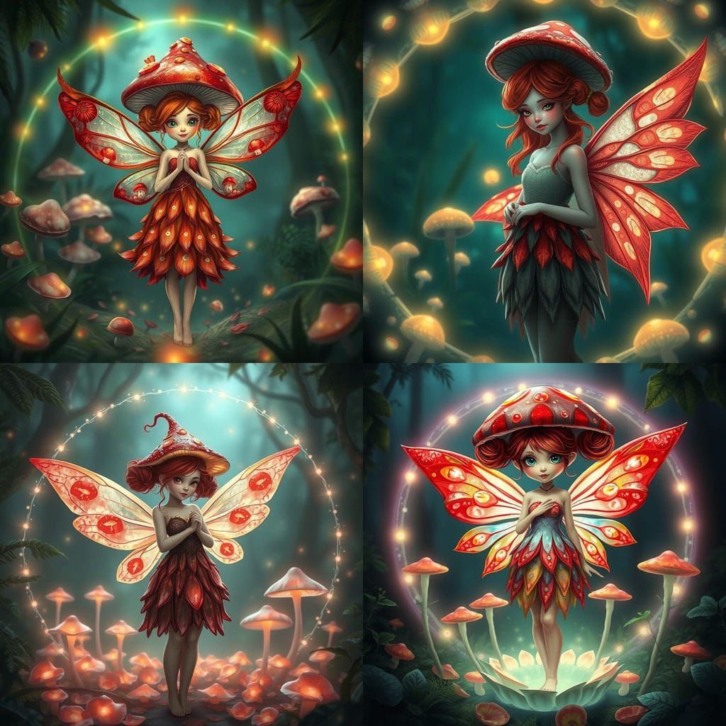 Fairy in Enchanted Jungle Mushroom Circle
