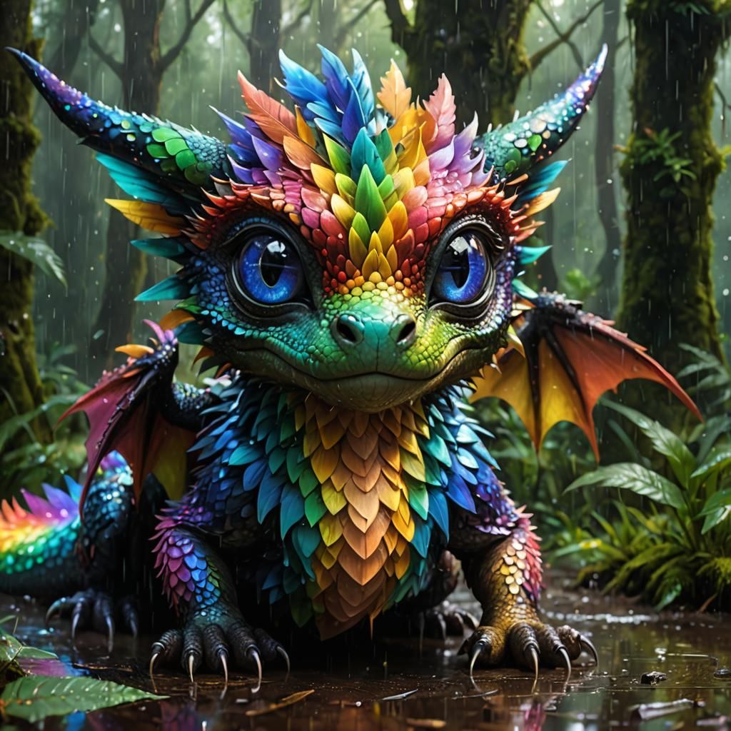 Iridescent Dragon Portrait in Anime Style