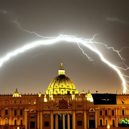 Lightning Strikes Vatican City: Electric Sky
