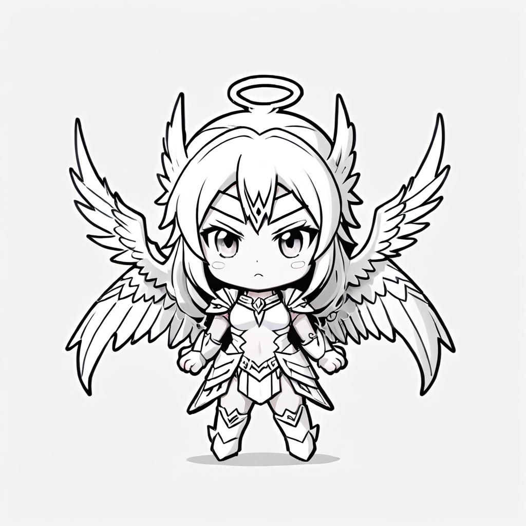 Chibi Angel Warrior Doodle (Blue Pencil XL)
