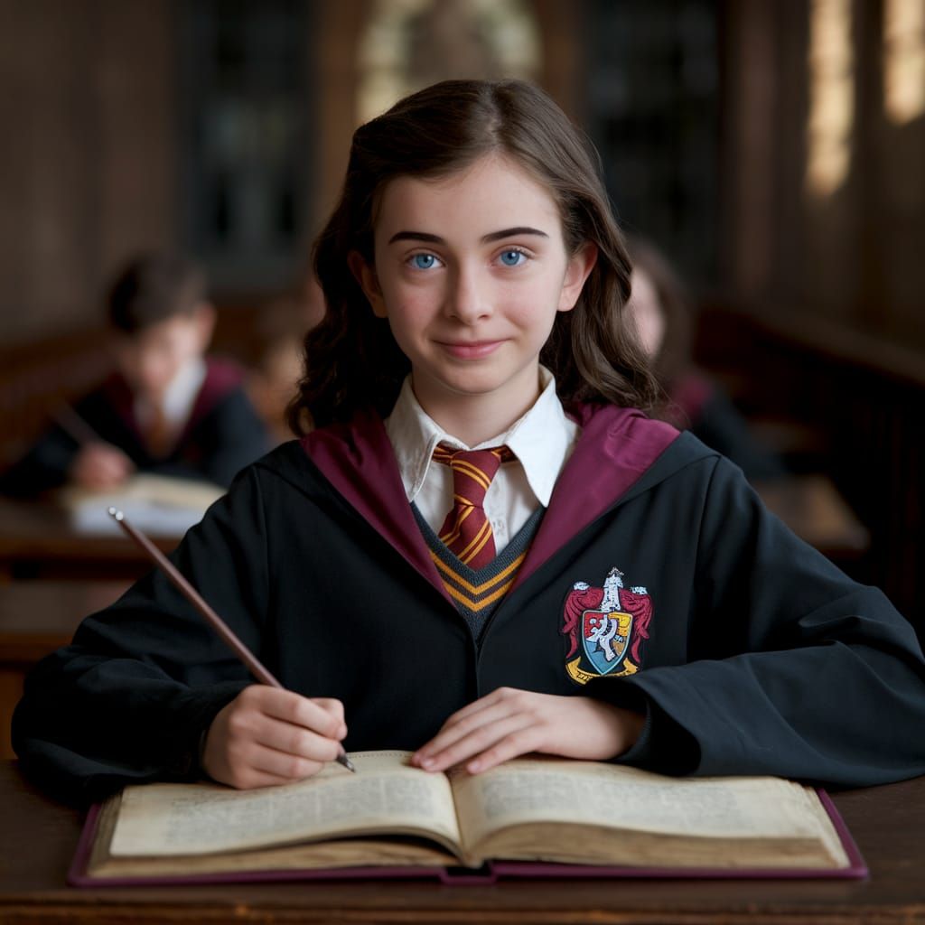 Gryffindor Girl Studies Ancient Runes at Hogwarts