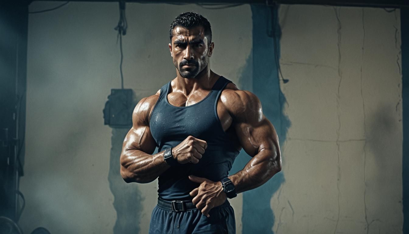 Cinematic Portrait of Middle Eastern Bodybuilder