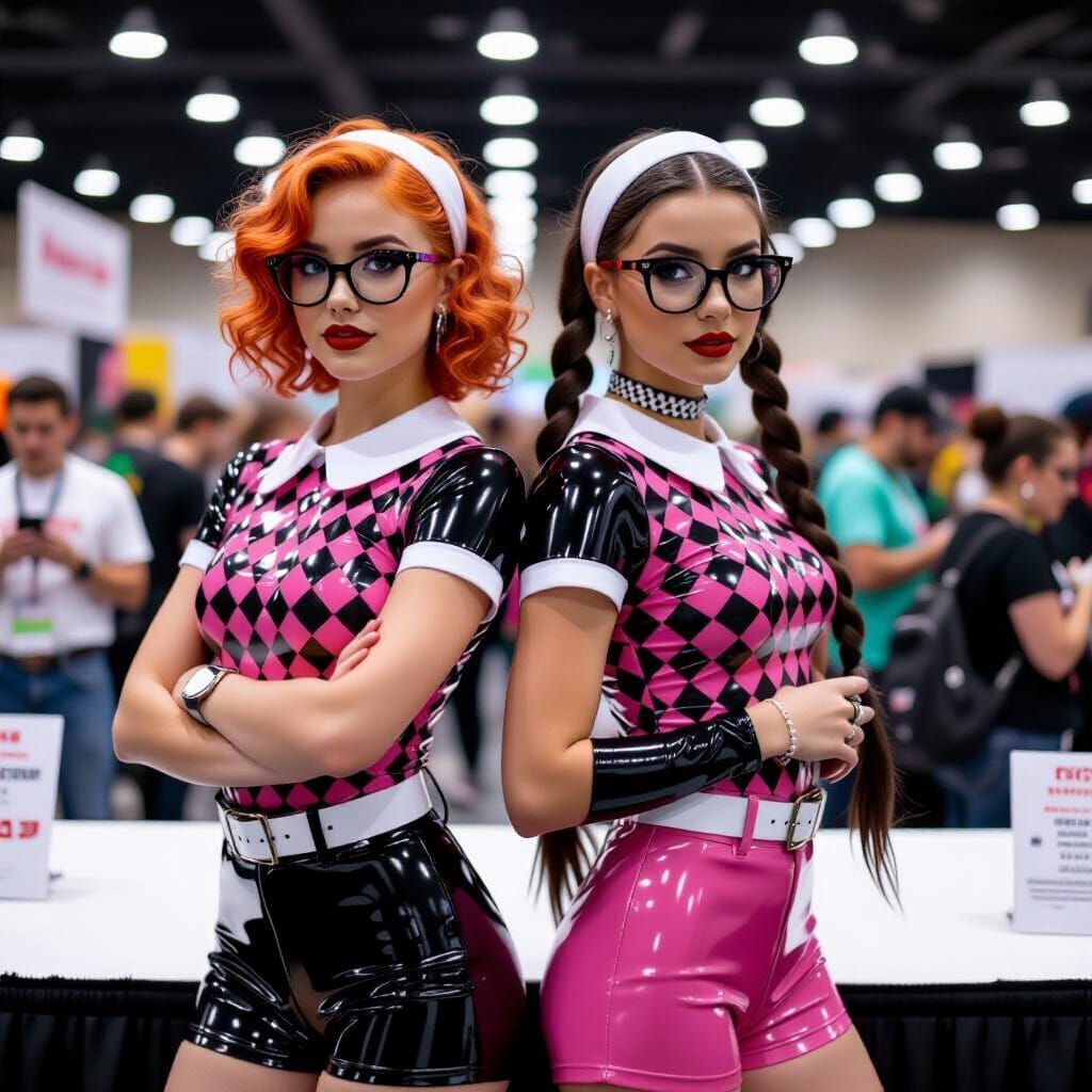 Retro Latex Fashion at Convention Booth