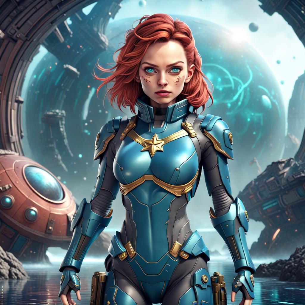 Sci-Fi Female Captain in Cartoon Style, 8K Render
