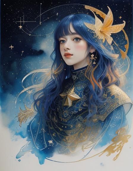 Woman as Pisces in Rembrandt Lighting