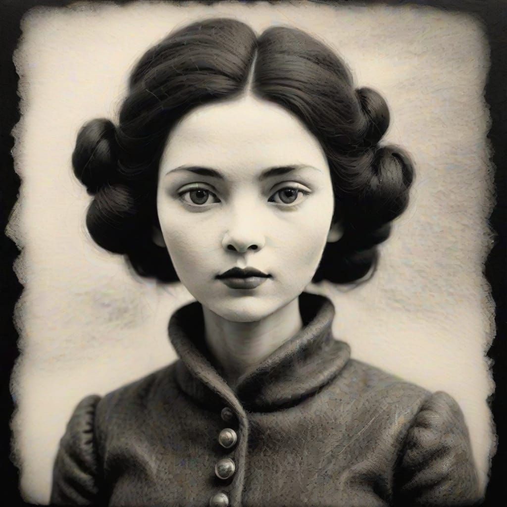 Needle-Felted Woman in Bromoil Print Style