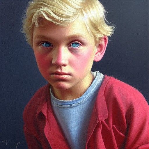 Portrait of American Boy in Oil Painting Style