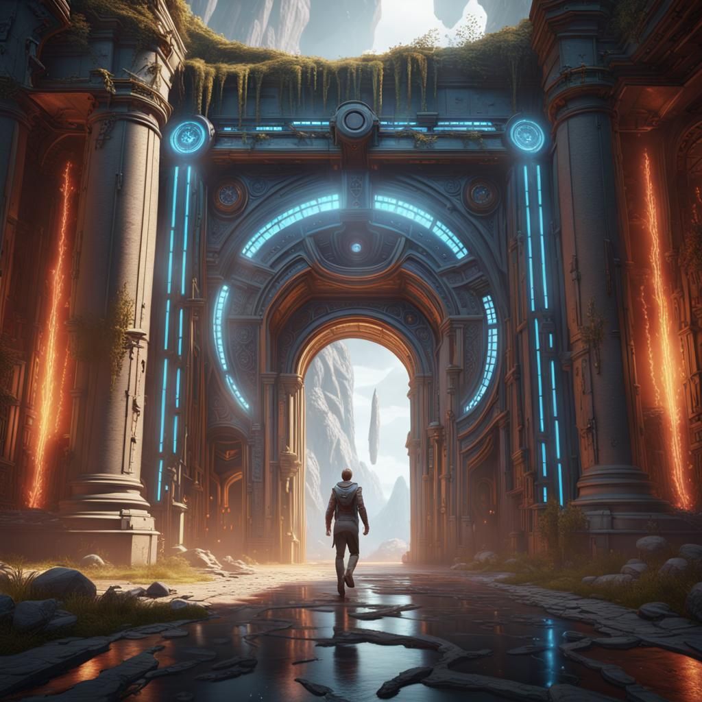 Man Walks Through a Fantasy Portal