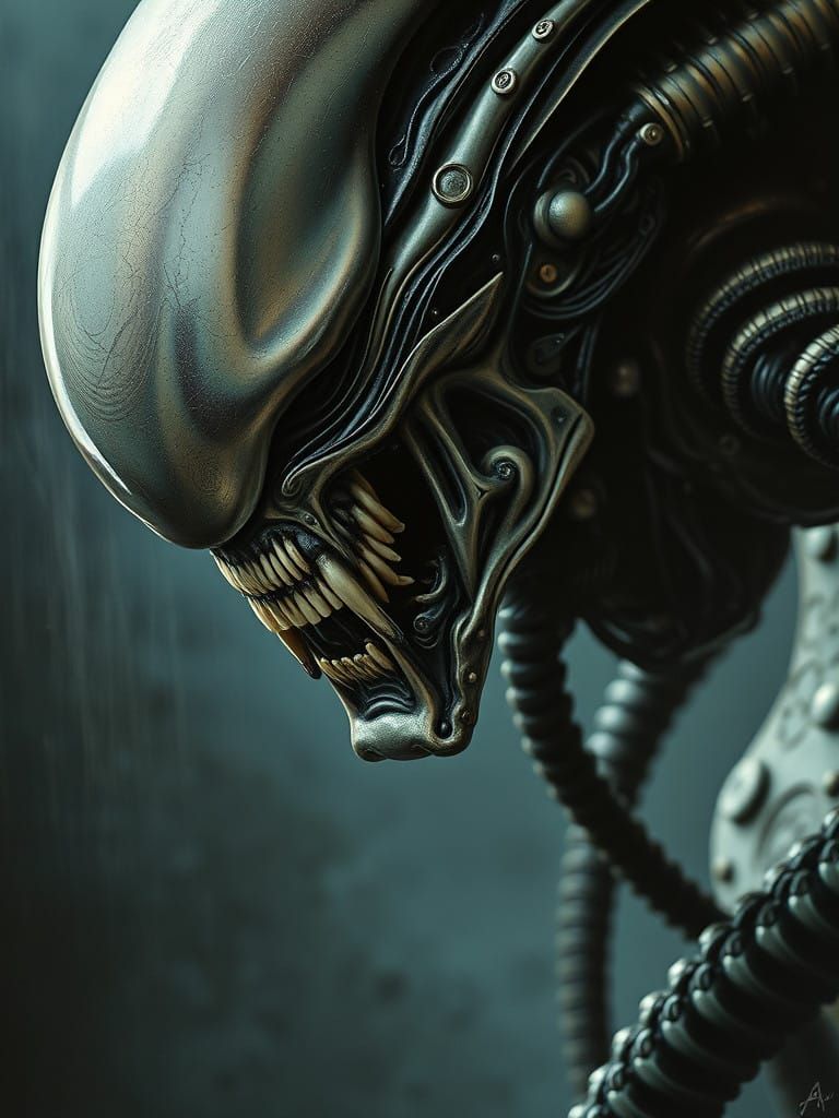 Surreal Biomechanical Horror in Giger's Style