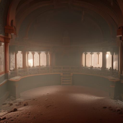 Abandoned Movie Theater in Detailed Matte Painting